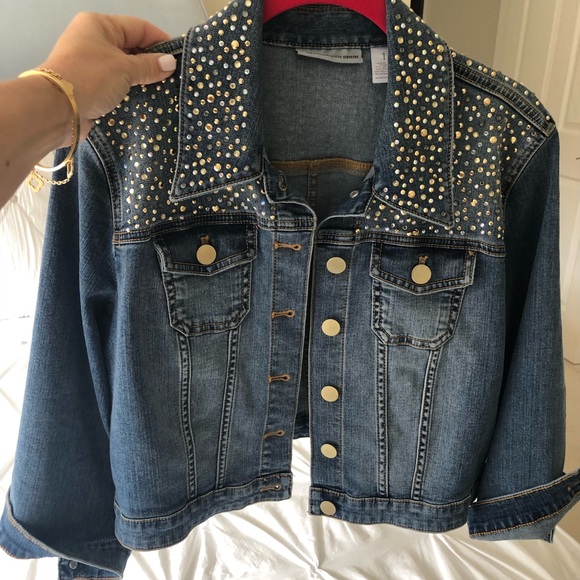chicos embellished denim jacket